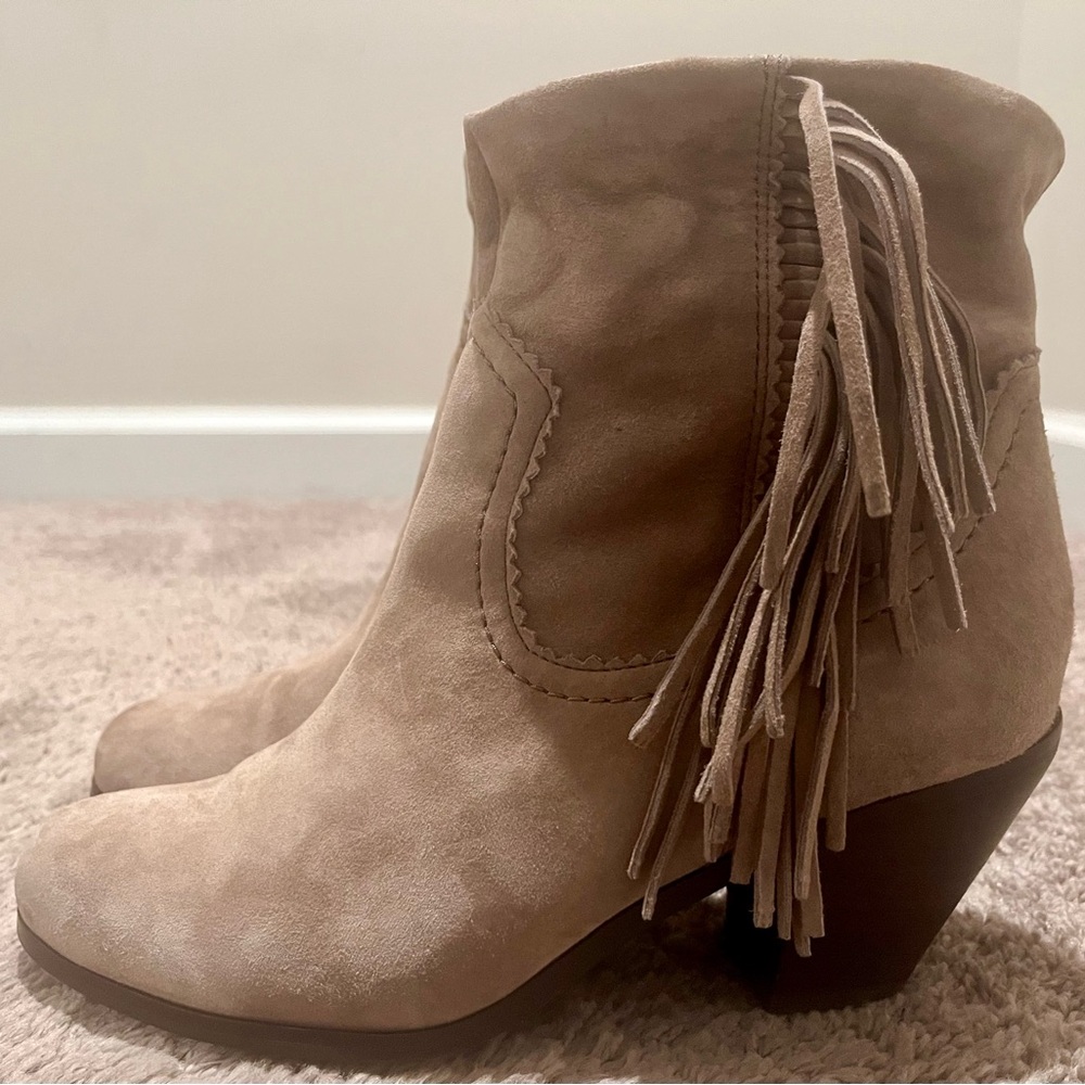 Sam Edelman Suede Fringe Ankle Boots - Beige - Picture 6 of 8